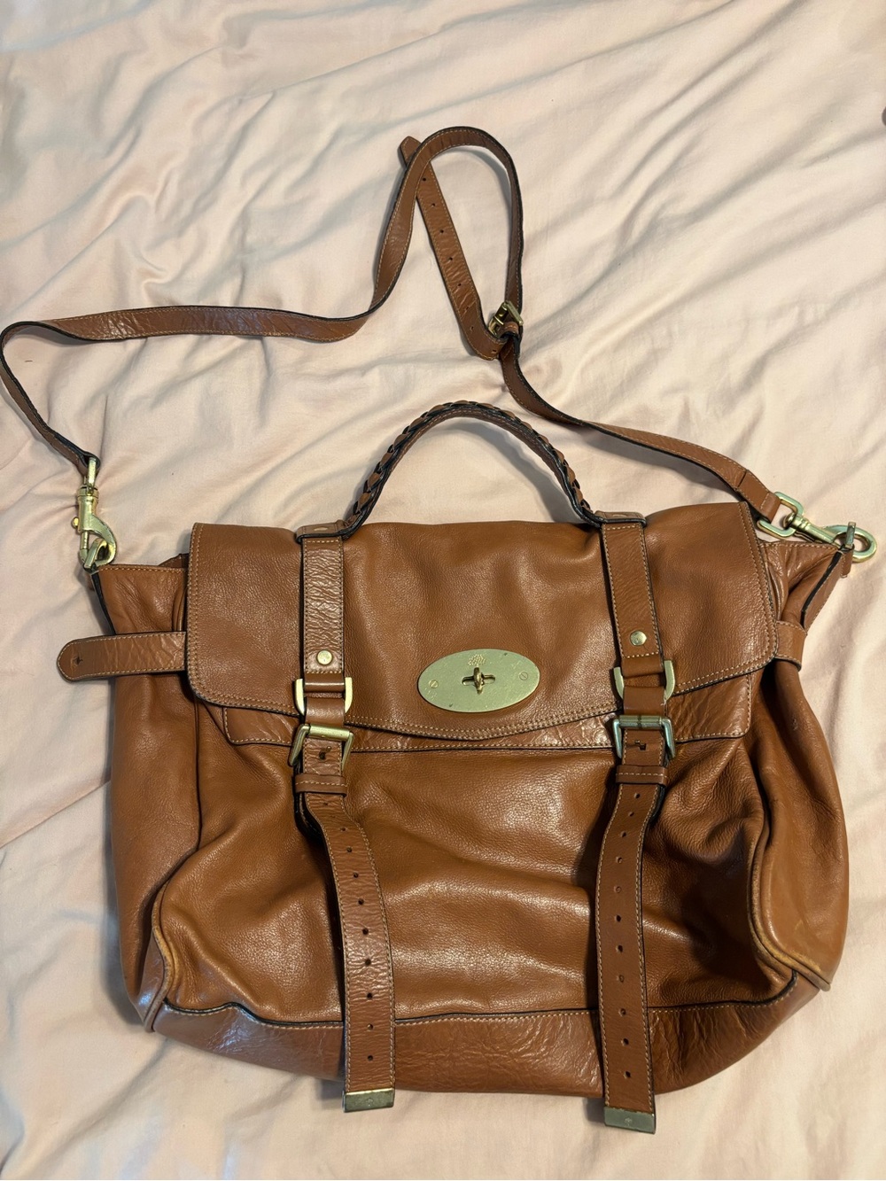 Mulberry Alexa Classic Tan Leather Satchel with Gold Hardware